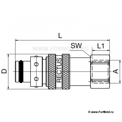 Ниппель, 2-10108-10714 (Rectus 608KFIW13MVN). Parker БРС для воды, БРС для охлаждения, Быстроразъемные соединения для воды